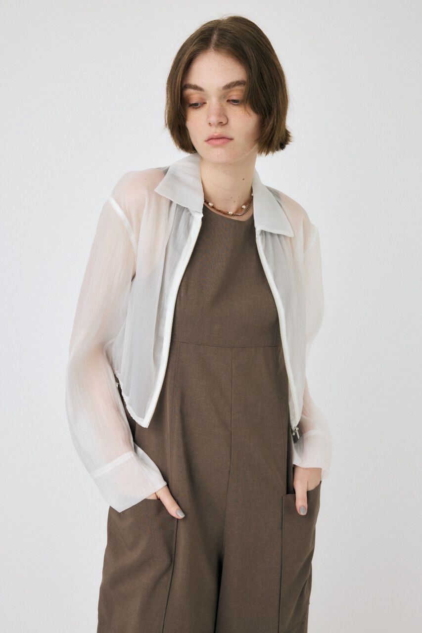 MOUSSY「SHEER CROPPED ジャケット」|シャツ・ブラウス|WHT