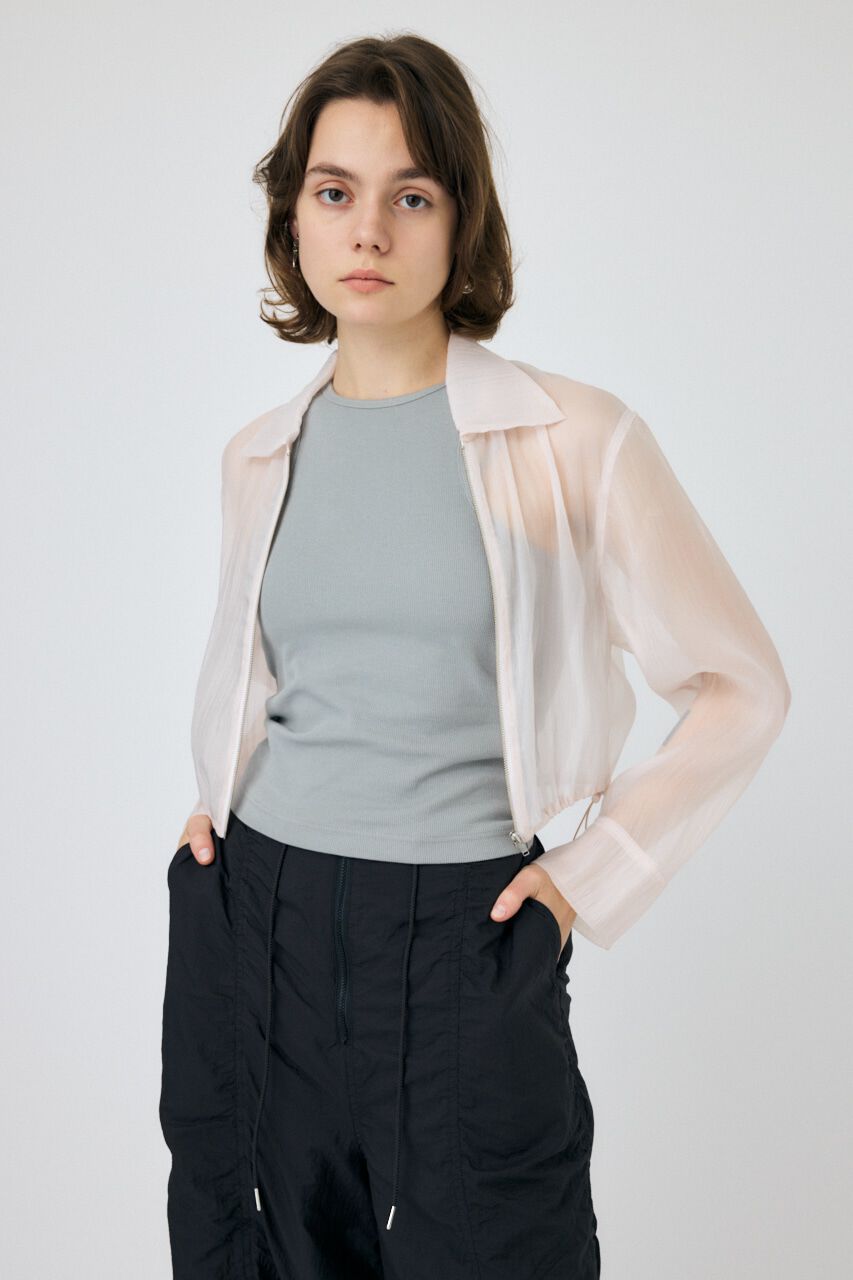 MOUSSY「SHEER CROPPED ジャケット」|シャツ・ブラウス|L/PNK1