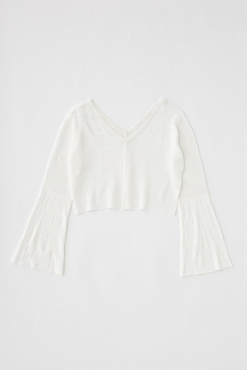 MOUSSY「MESH V NECK ニットトップス」|ニット・セーター|WHT