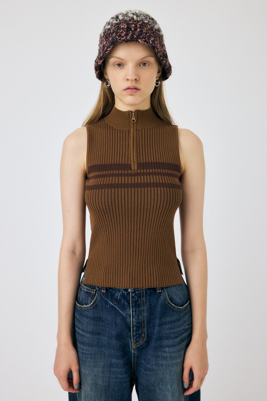 MOUSSY「MOCK NECK ハーフジップトップス」|タンクトップ|