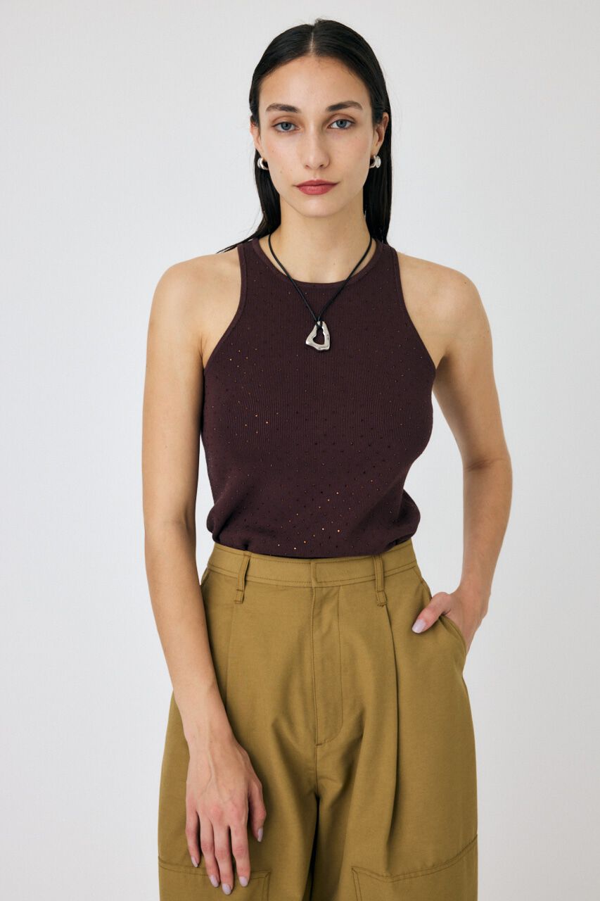 MOUSSY「RHINESTONE タンク」|タンクトップ|BRN
