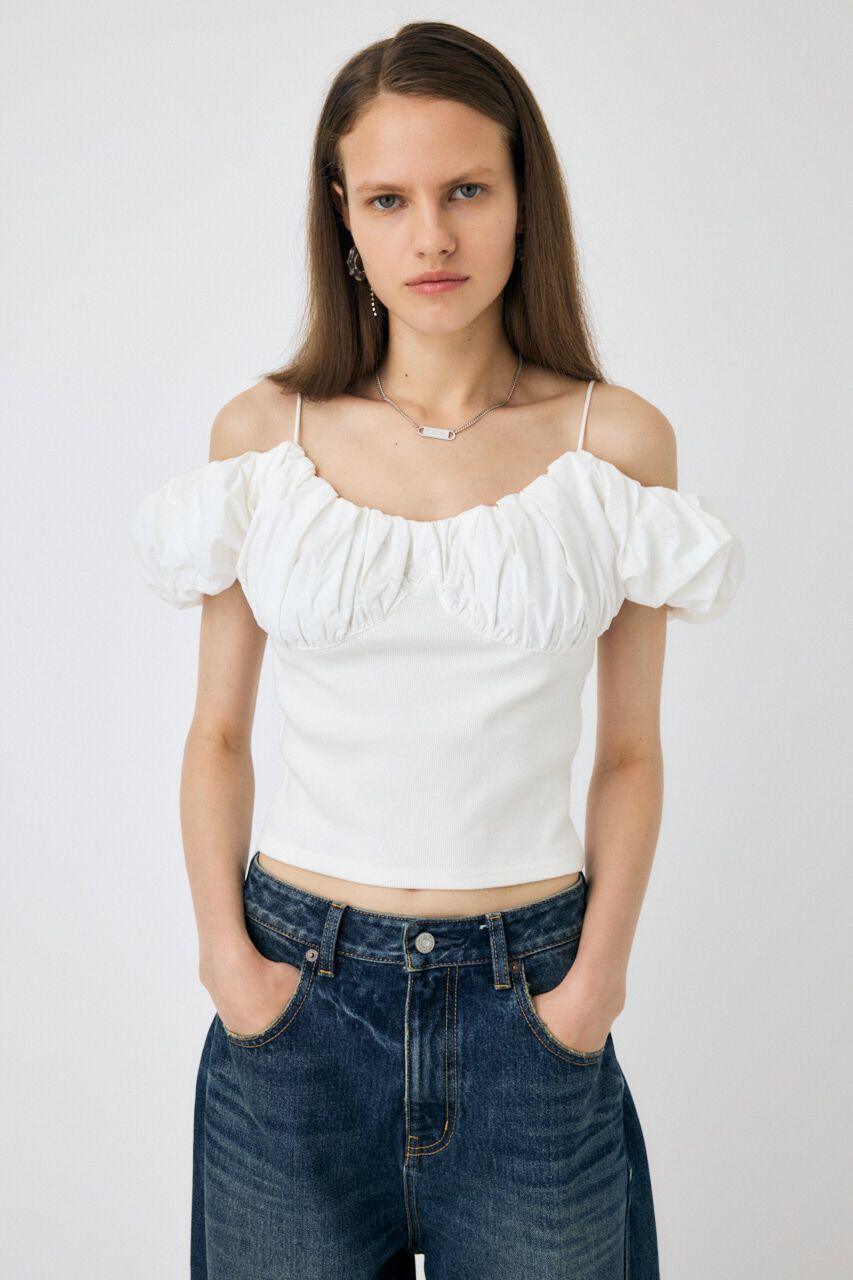 MOUSSY「VOLUME SLEEVE DOCKING トップス」|Tシャツ・カットソー|