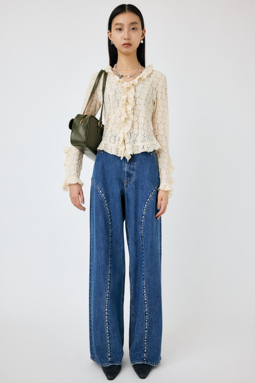 MOUSSY「STUDDED ワイドストレートデニム」|デニム|