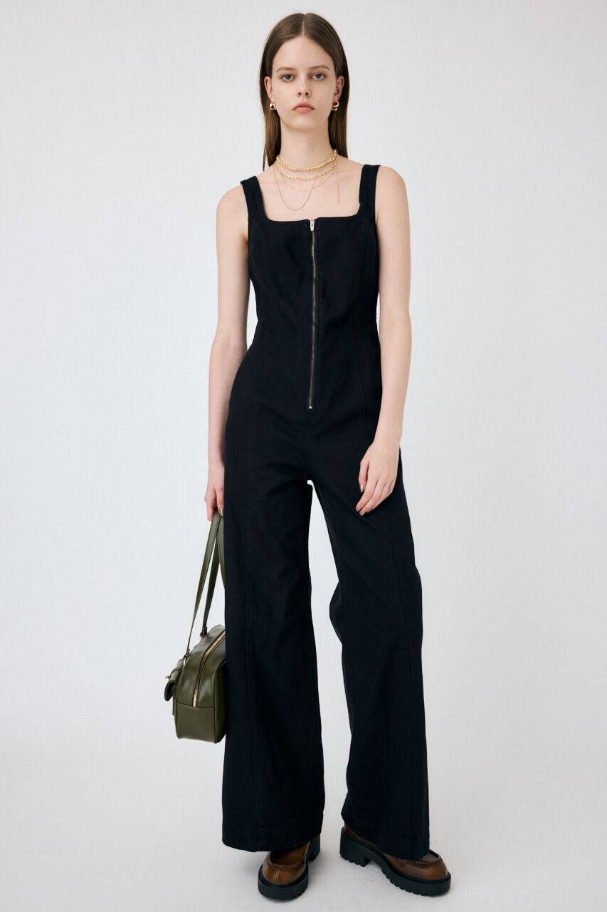 MOUSSY「FRONT ZIP FIT サロペット」|その他|BLK