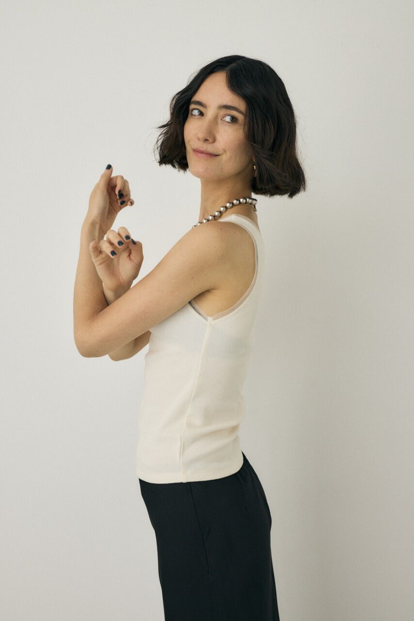 MOUSSY「2WAYﾀﾝｸﾄｯﾌﾟ ｵｰｶﾞﾆｯｸｺｯﾄﾝ&times;ﾘｻｲｸﾙﾎﾟﾘｴｽﾃﾙﾁ」|タンクトップ|