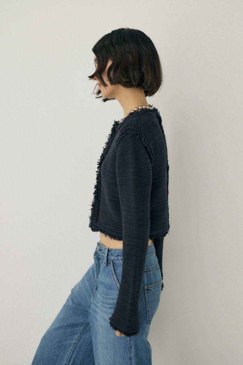 MOUSSY「ツイードニットジャケット　オーガニックコットン使用」|カーディガン|