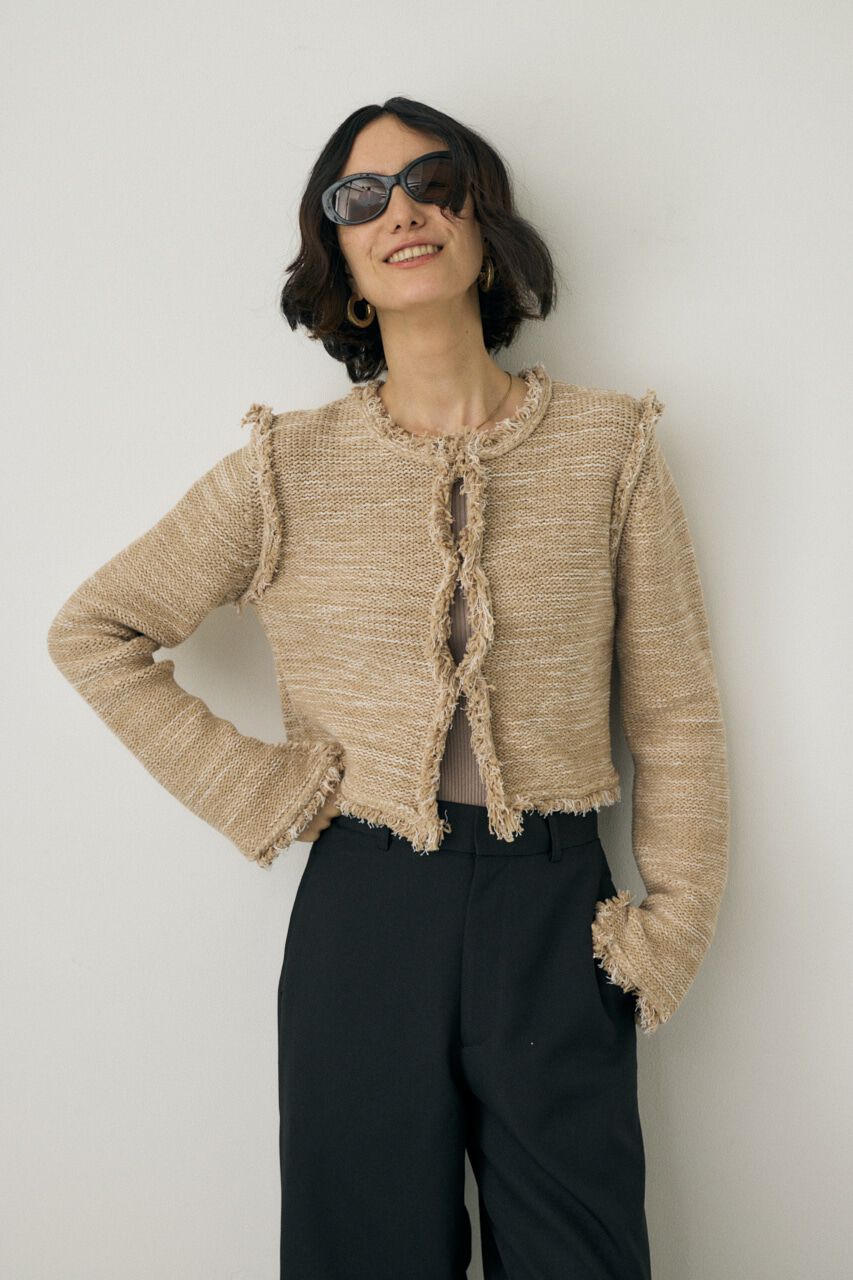 MOUSSY「ツイードニットジャケット　オーガニックコットン使用」|カーディガン|