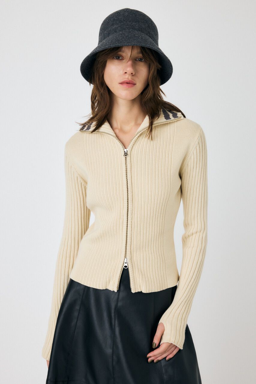 MOUSSY「ZIP UP INSIDE LINE ニット」|ニット・セーター|IVOY3