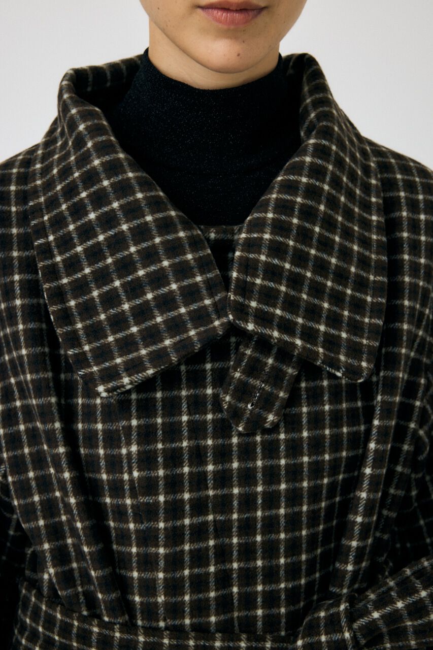 MOUSSY「STANDCOLLAR PLAID コクーンコート」|その他|