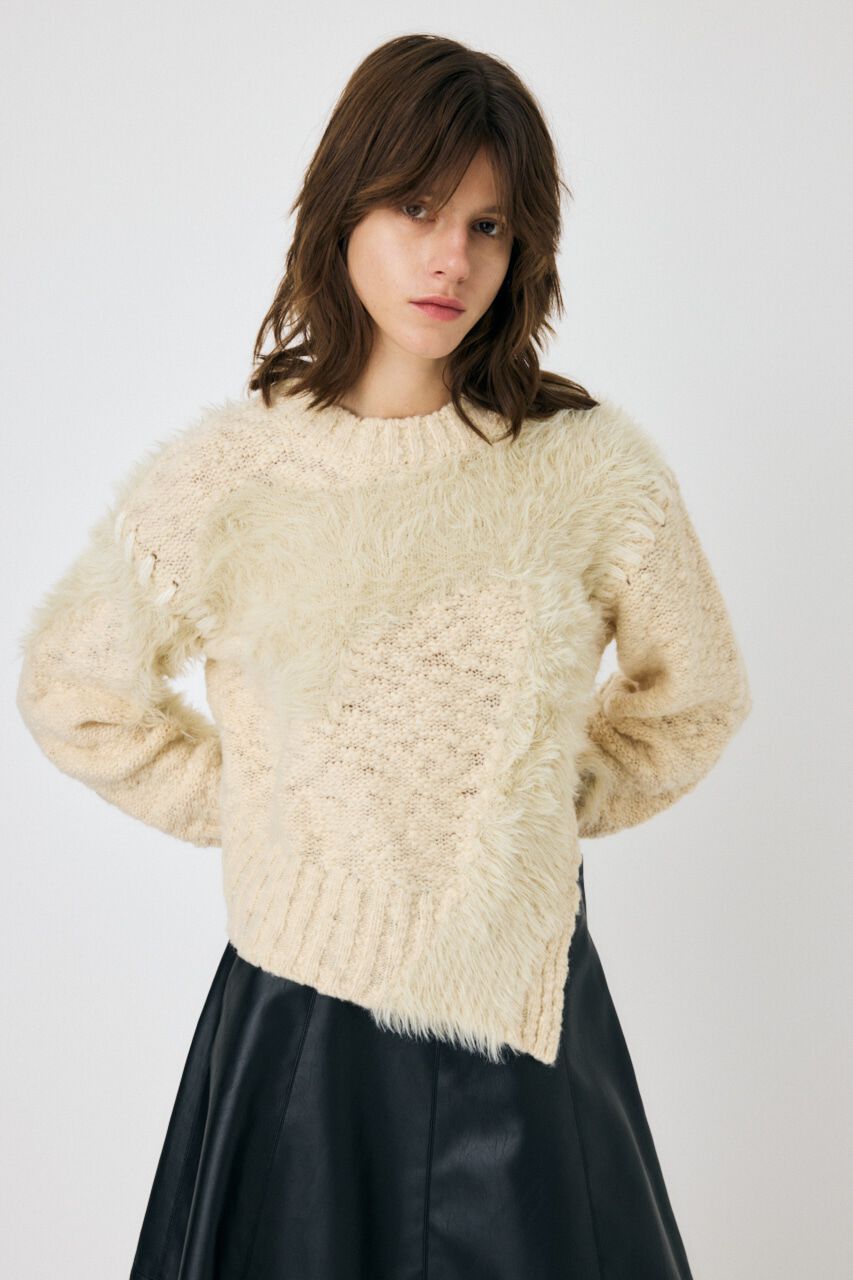 MOUSSY「INTARSIA SLIT セーター」|ニット・セーター|