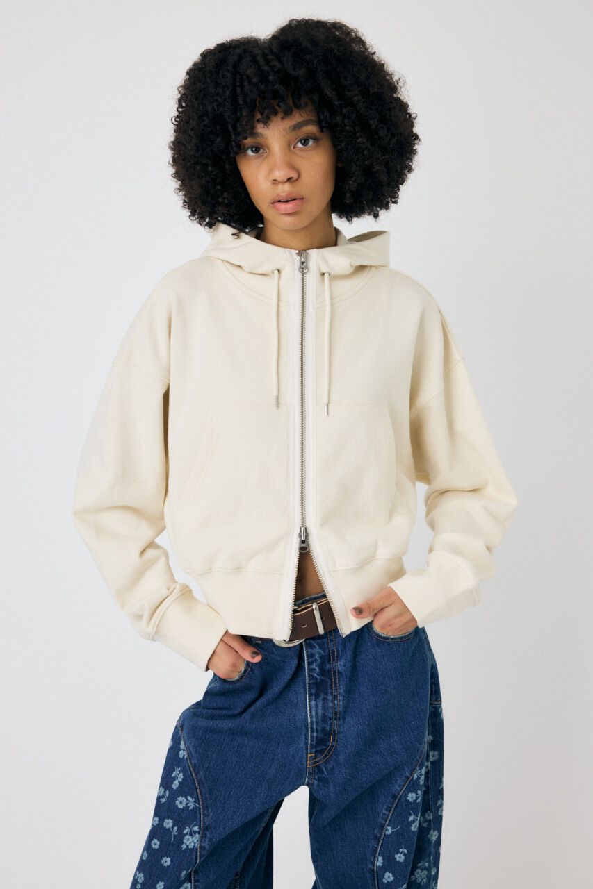 MOUSSY「OVERSIZED ジップアップフーディ」|パーカー|WHT