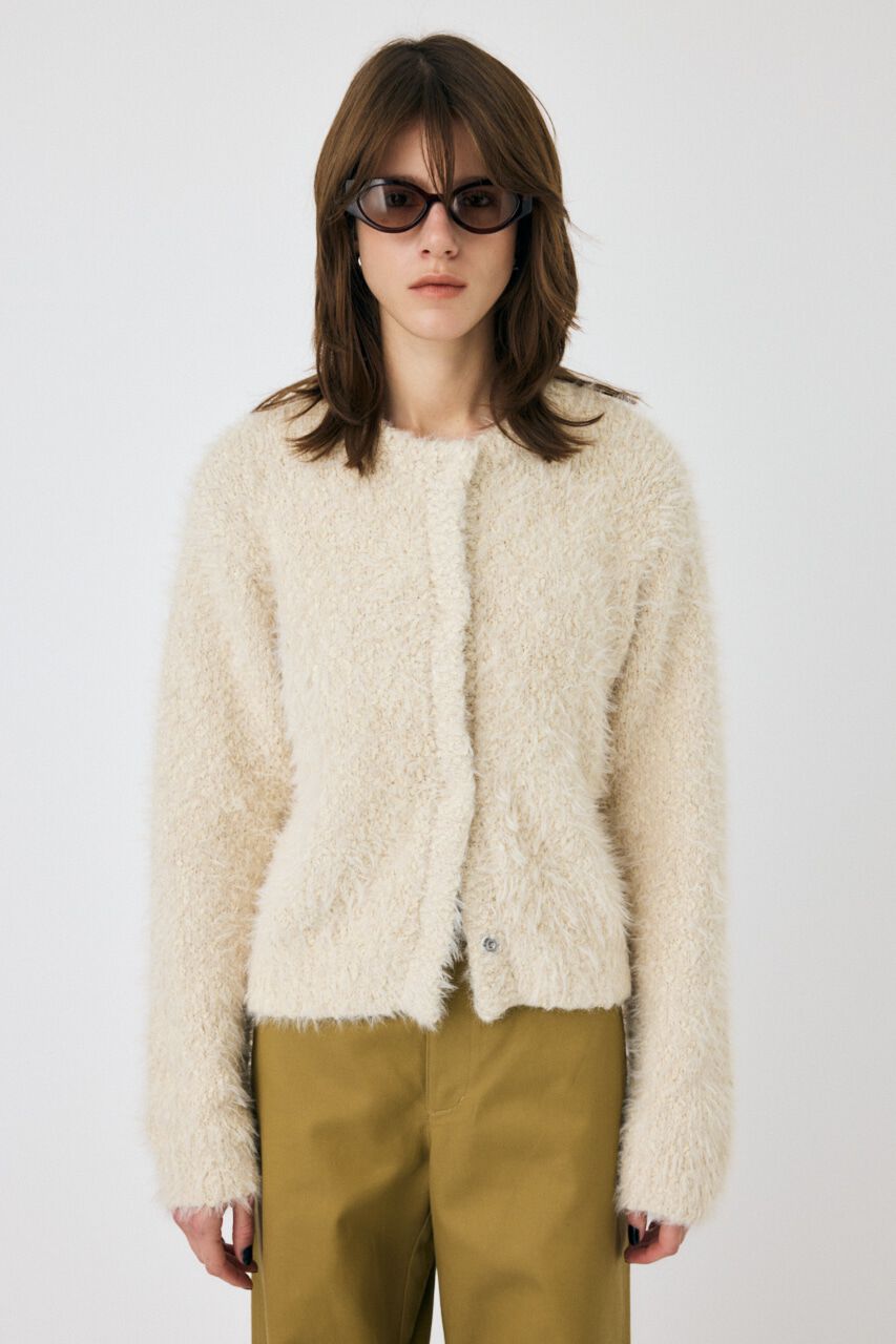 MOUSSY「GLITTER SHAGGY ニットカーディガン」|カーディガン|