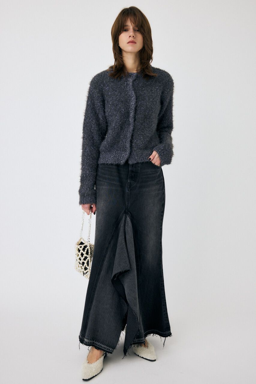 MOUSSY「GLITTER SHAGGY ニットカーディガン」|カーディガン|