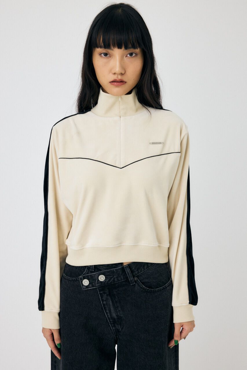 MOUSSY「VELOUR PIPING ハーフジップトップス」|Tシャツ・カットソー|