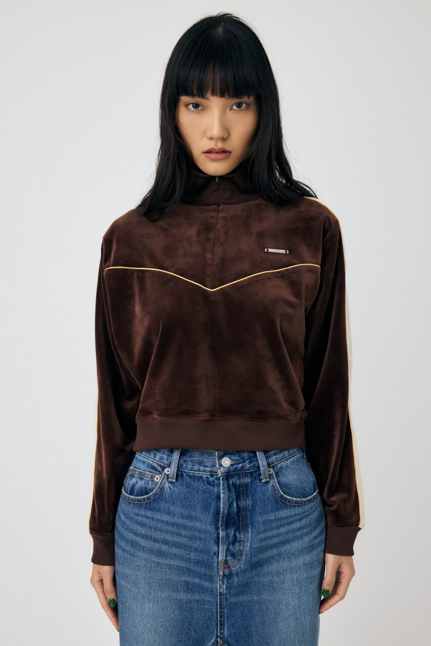 MOUSSY「VELOUR PIPING ハーフジップトップス」|Tシャツ・カットソー|