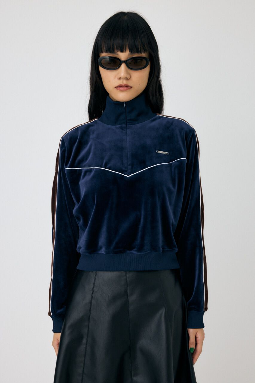 MOUSSY「VELOUR PIPING ハーフジップトップス」|Tシャツ・カットソー|
