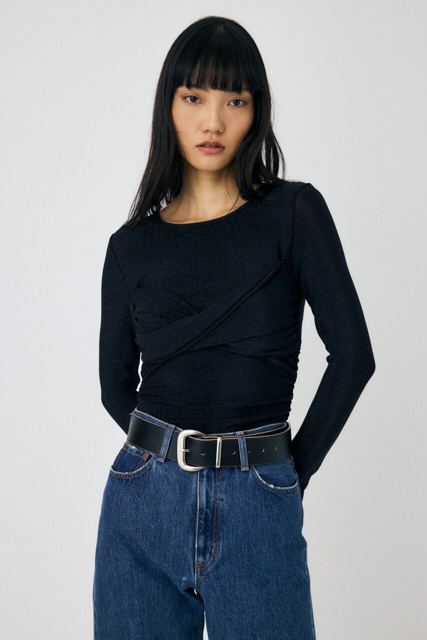 MOUSSY「CROSS GATHER SLIM トップス」|Tシャツ・カットソー|