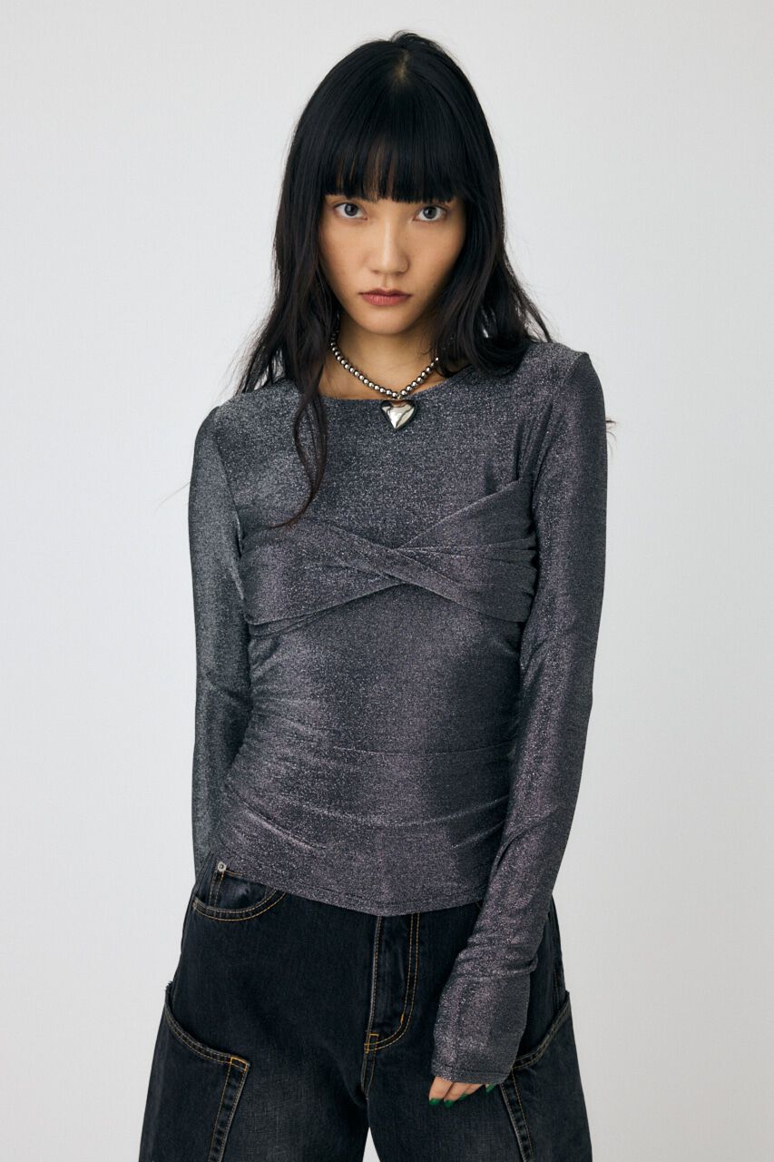 MOUSSY「CROSS GATHER SLIM トップス」|Tシャツ・カットソー|