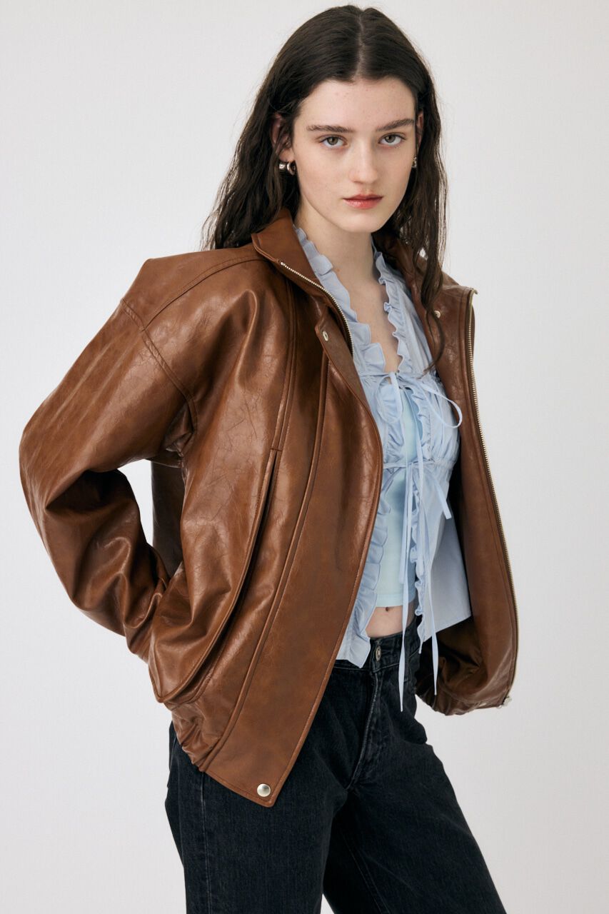 MOUSSY「GLOSSY F/LEATHER ブルゾン」|ブルゾン・スタジャン|