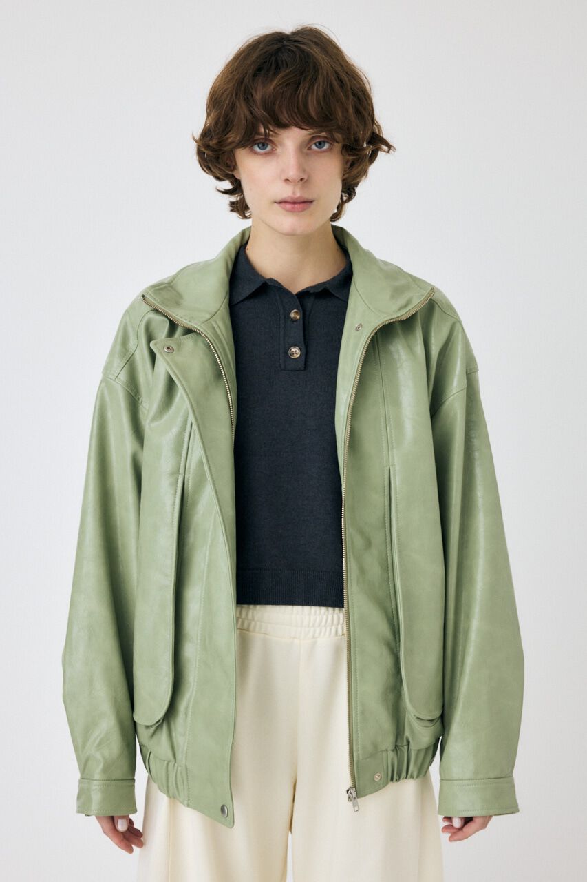 MOUSSY「GLOSSY F/LEATHER ブルゾン」|ブルゾン・スタジャン|