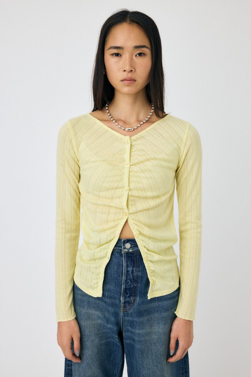 MOUSSY「POINTELLE GATHER カーディガン」|Tシャツ・カットソー|