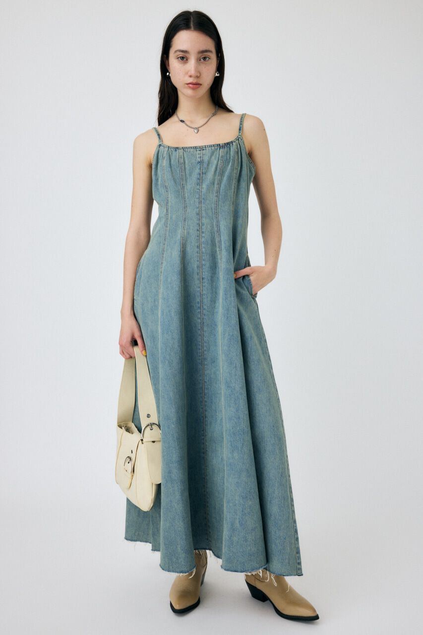 MOUSSY「DENIM A LINE キャミドレス」|ワンピース|L/BLU1