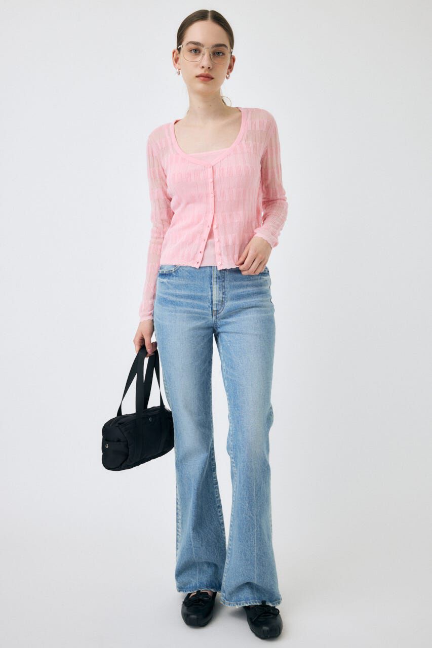 MOUSSY「SHEER BORDER カーディガン」|ニット・セーター|