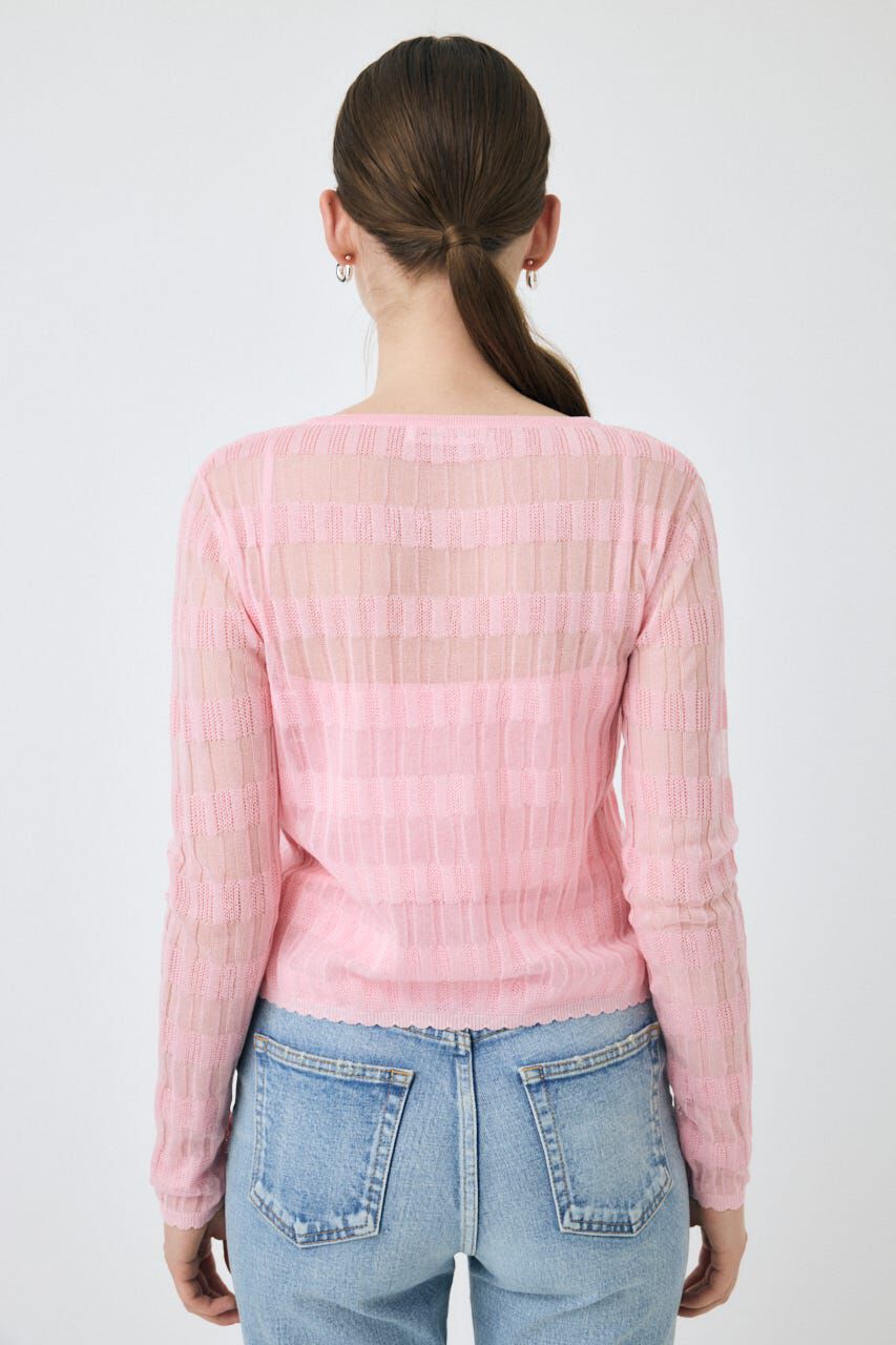 MOUSSY「SHEER BORDER カーディガン」|ニット・セーター|