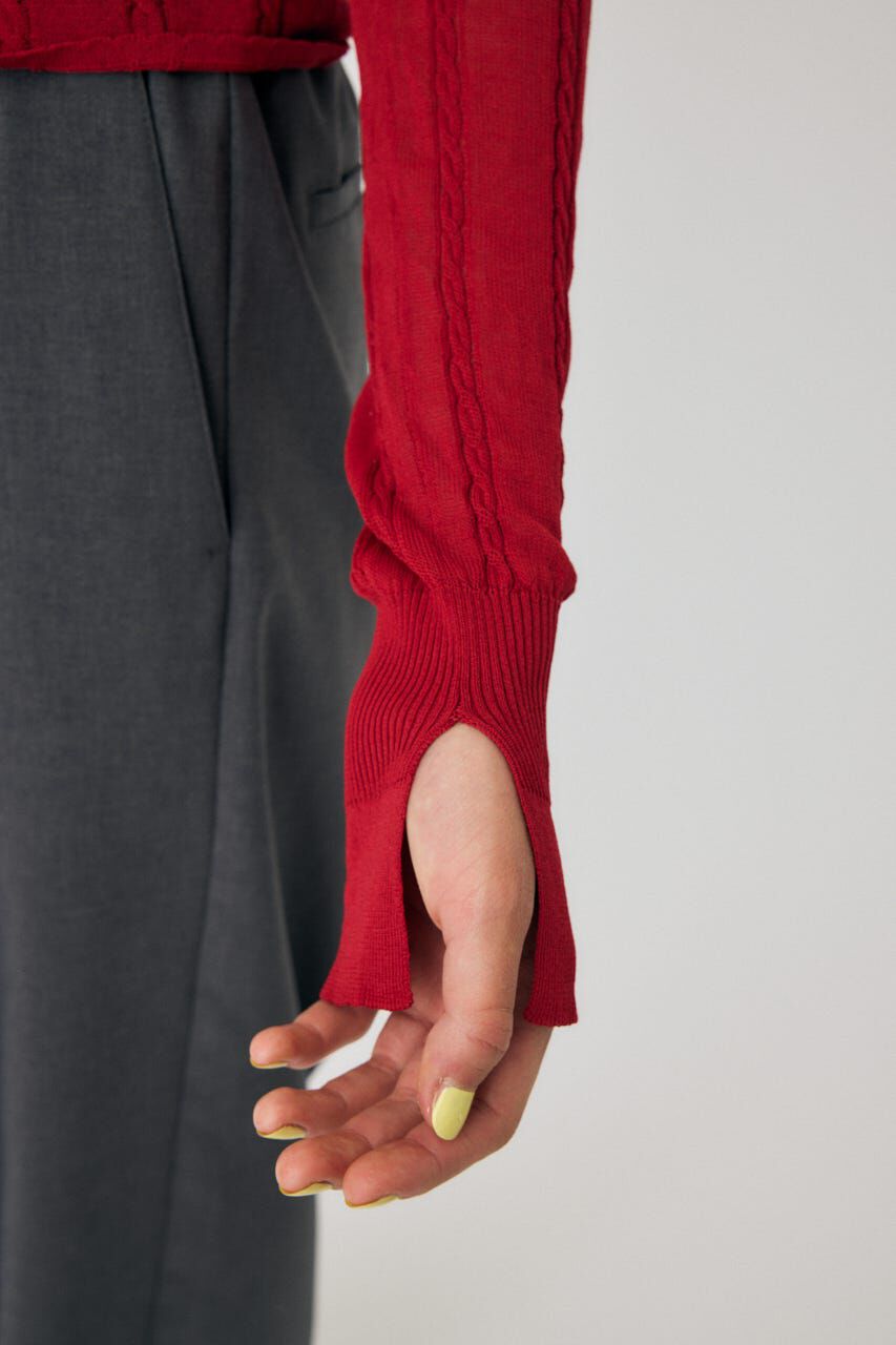 MOUSSY「SHEER CABLE カーディガン」|カーディガン|