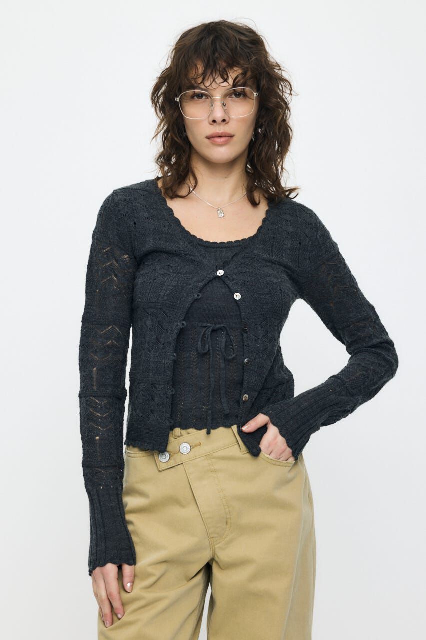 MOUSSY「MIXED EYELET ENSEMBLE トップス」|ニット・セーター|T.GRY