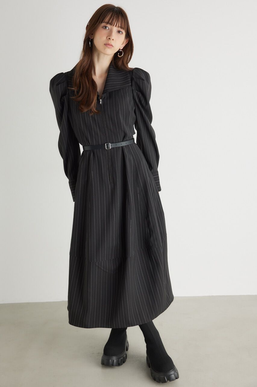 rienda「オーバーカラーZIPフレアOP」|ワンピース|