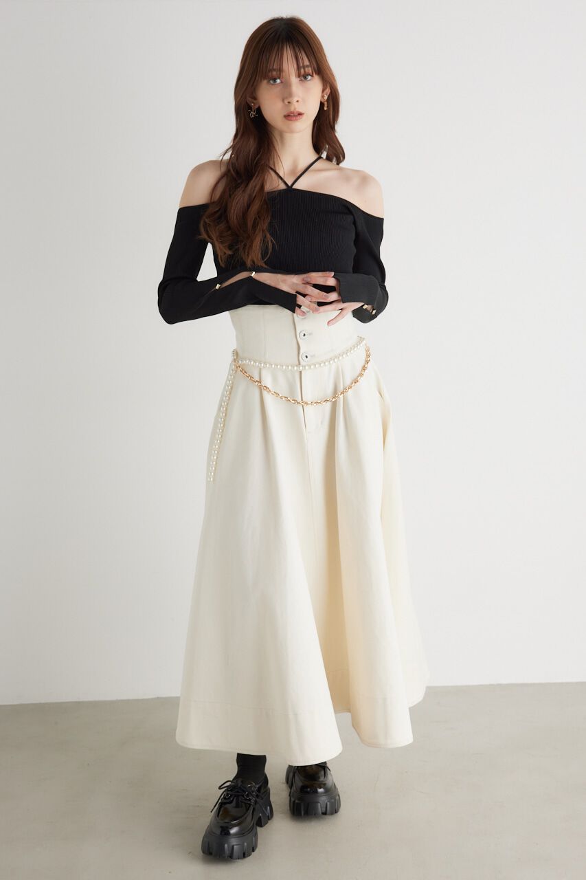 rienda「スリットSLVオフショルダーknit TOP」|ニット・セーター|