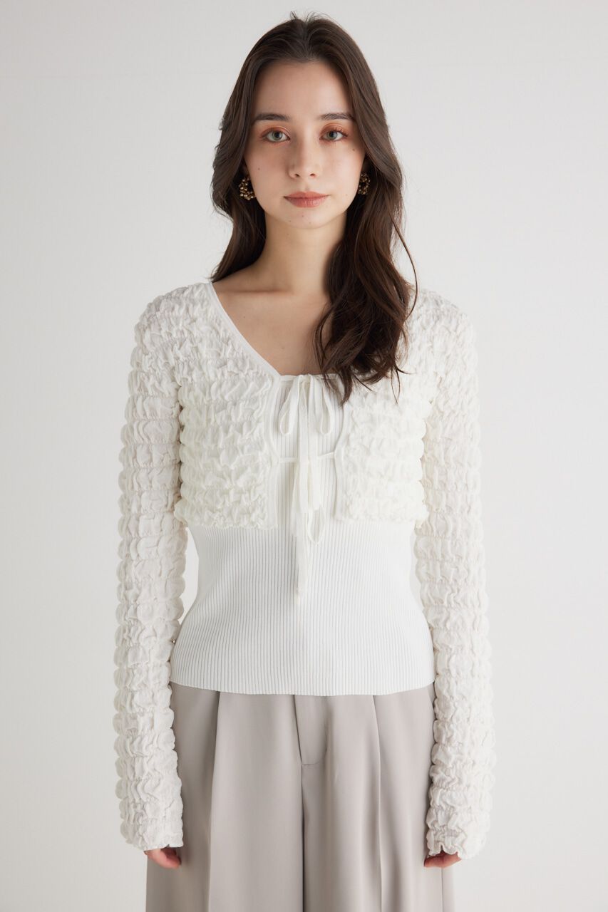 rienda「シャーリングカーデSET Knit TOP」|ニット・セーター|