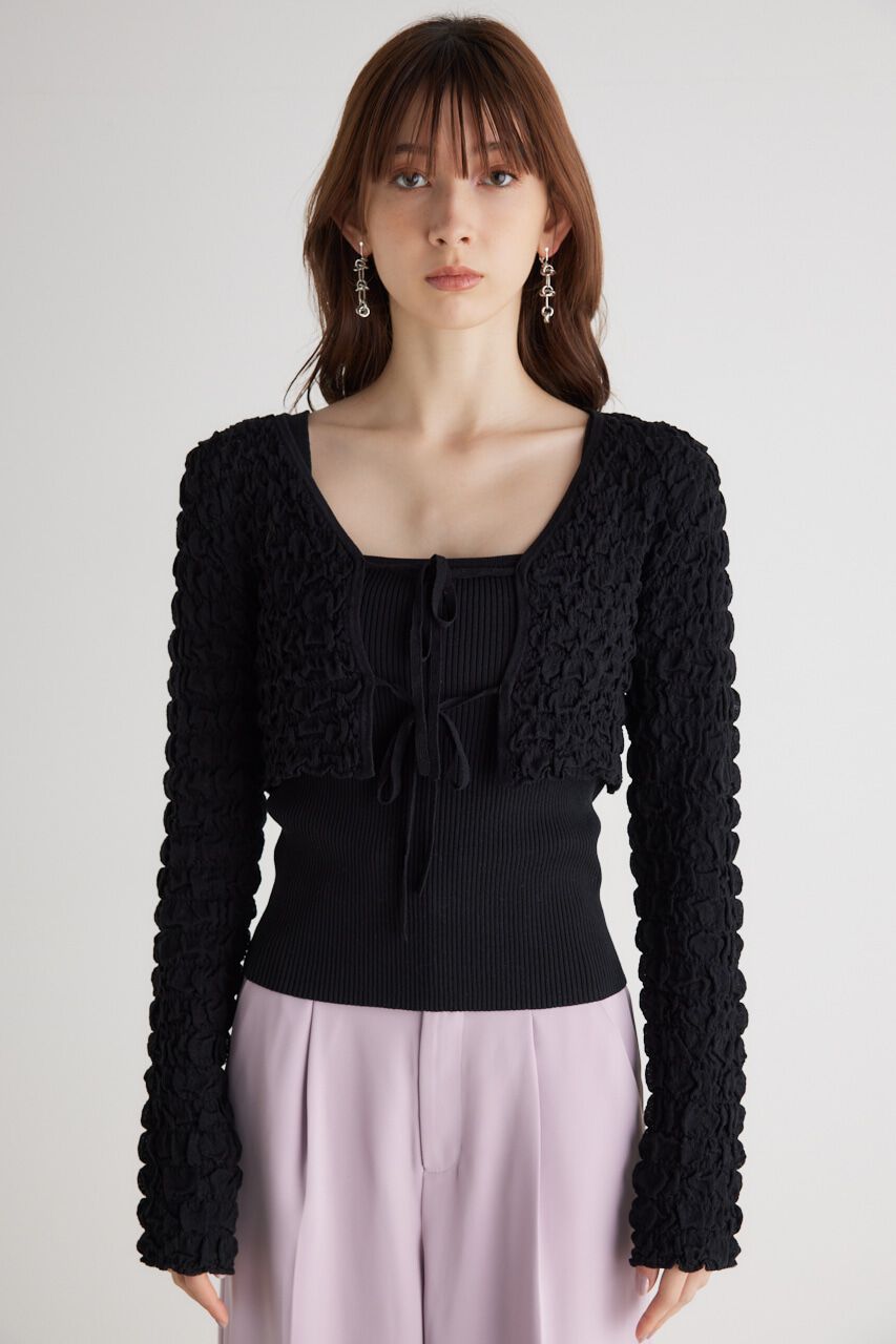 rienda「シャーリングカーデSET Knit TOP」|ニット・セーター|