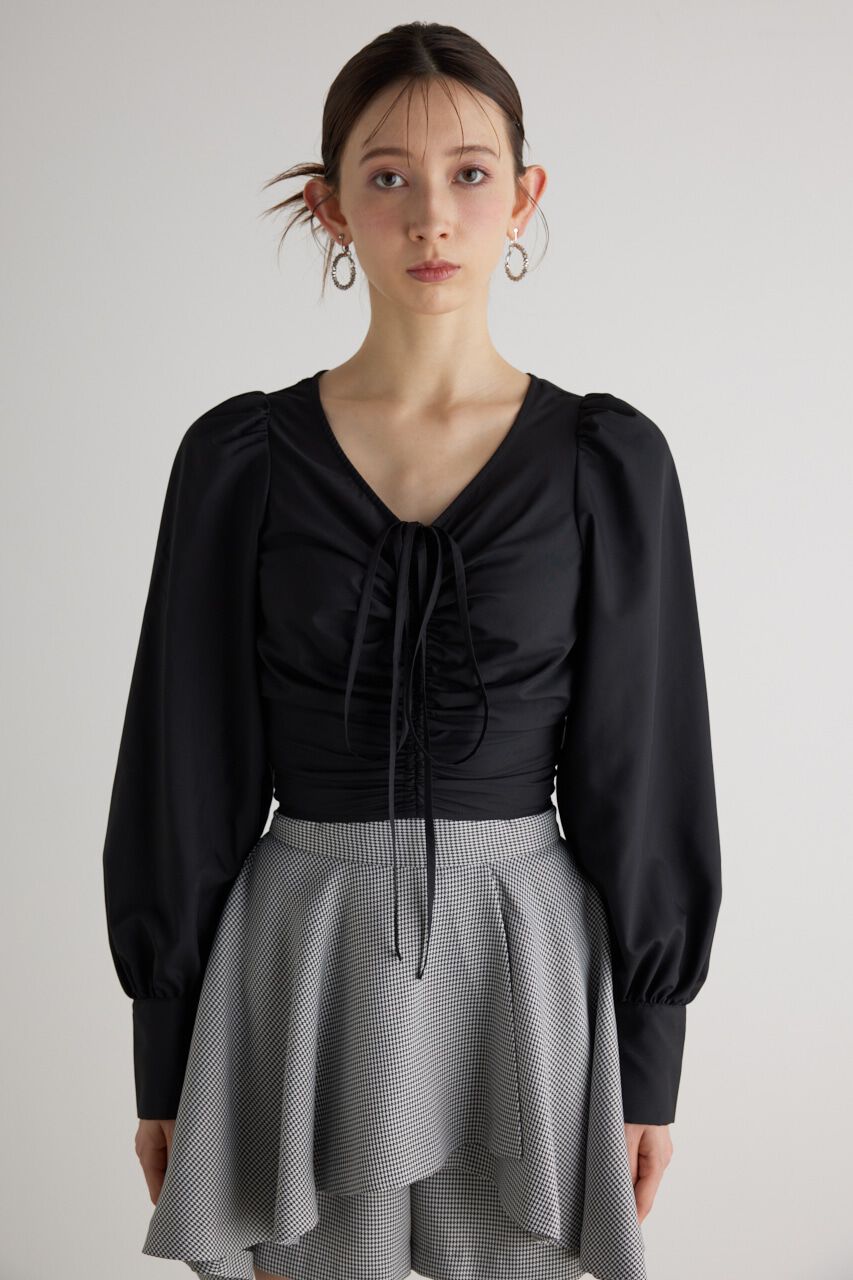 rienda「バックオープンギャザーデザイン TOP」|シャツ・ブラウス|