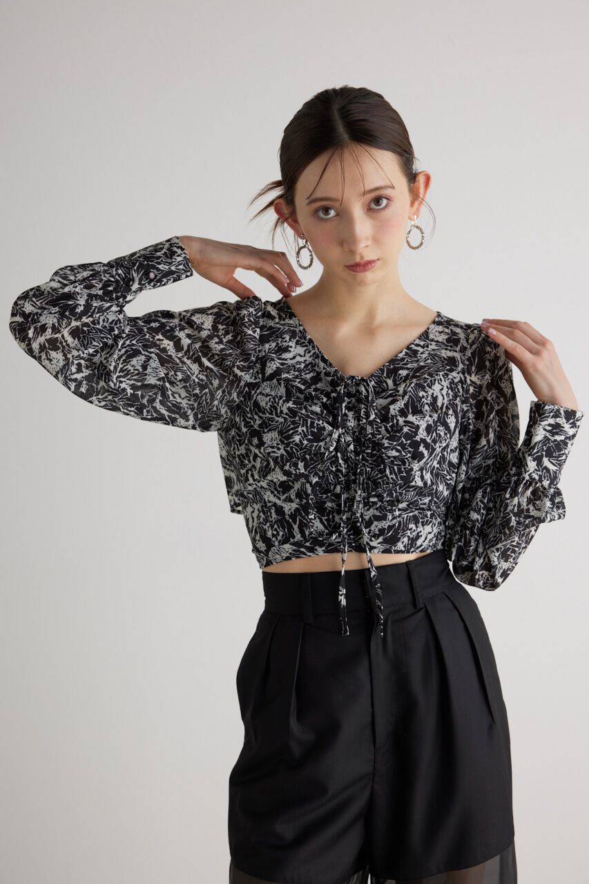 rienda「バックオープンギャザーデザイン TOP」|シャツ・ブラウス|