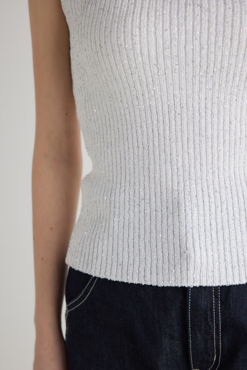 rienda「スパンコールVN Knit TOP」|タンクトップ|