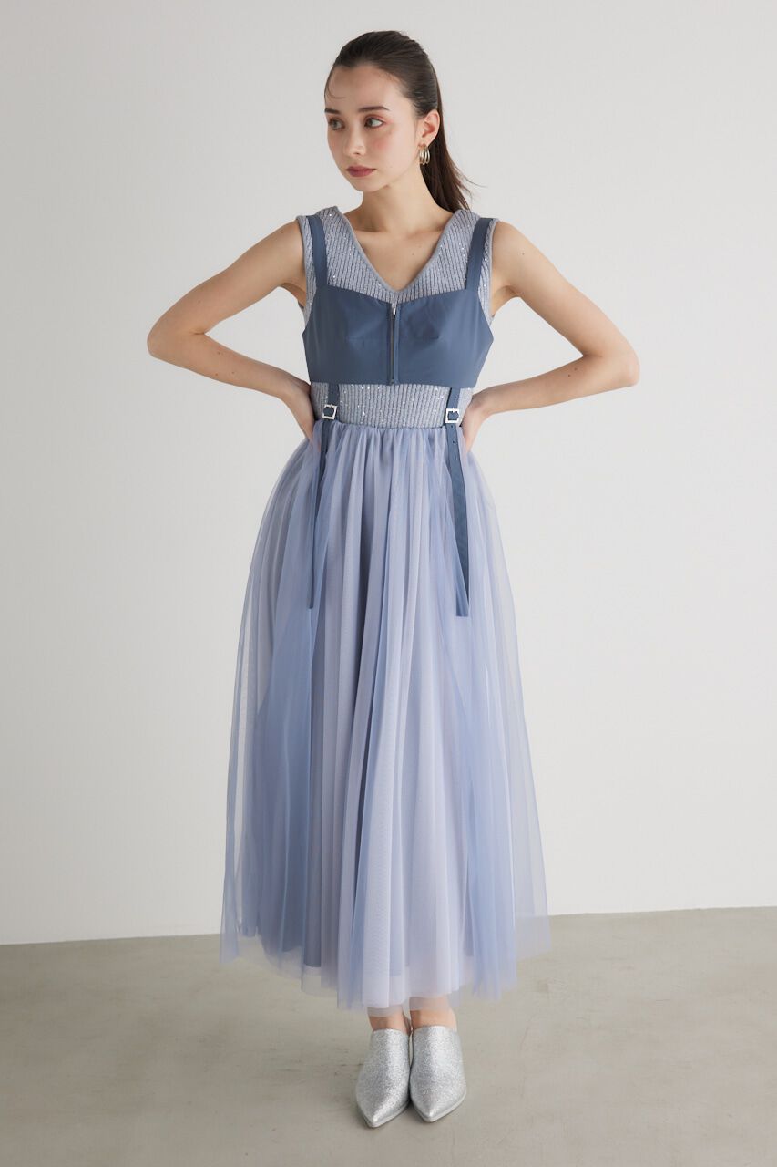 rienda「スパンコールVN Knit TOP」|タンクトップ|