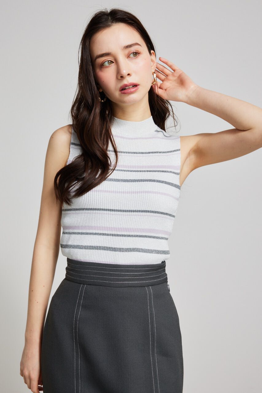 rienda「スリーブレスラメウォッシャブルKnit TOP」|ニット・セーター|