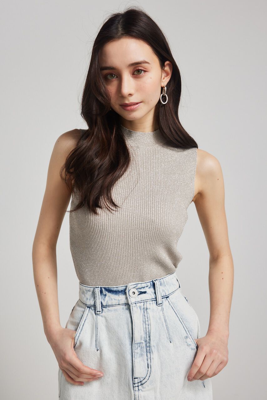 rienda「スリーブレスラメウォッシャブルKnit TOP」|ニット・セーター|