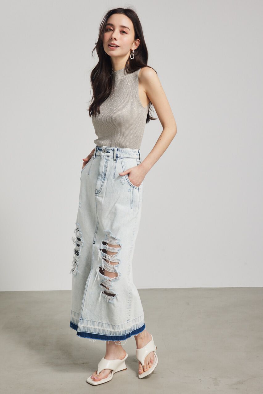 rienda「スリーブレスラメウォッシャブルKnit TOP」|ニット・セーター|