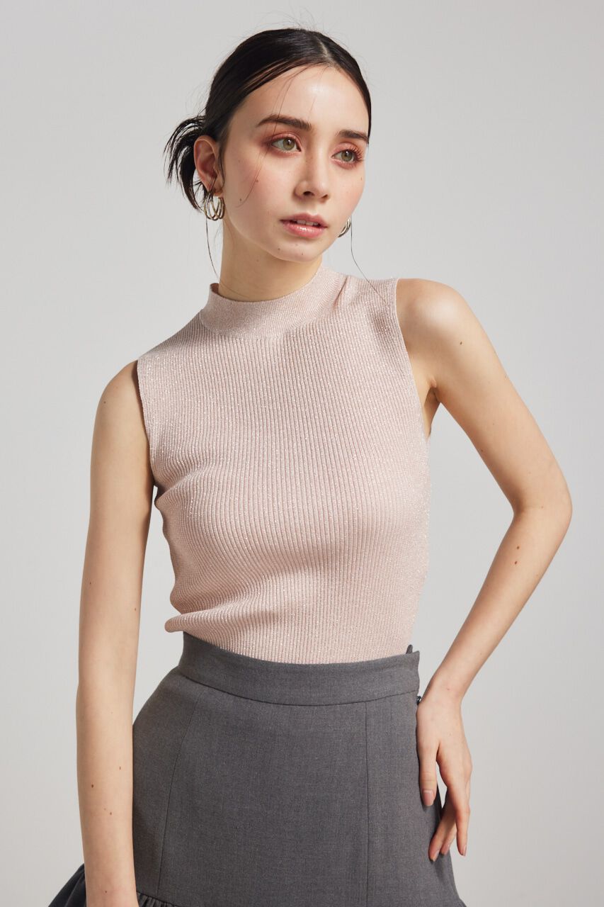 rienda「スリーブレスラメウォッシャブルKnit TOP」|ニット・セーター|