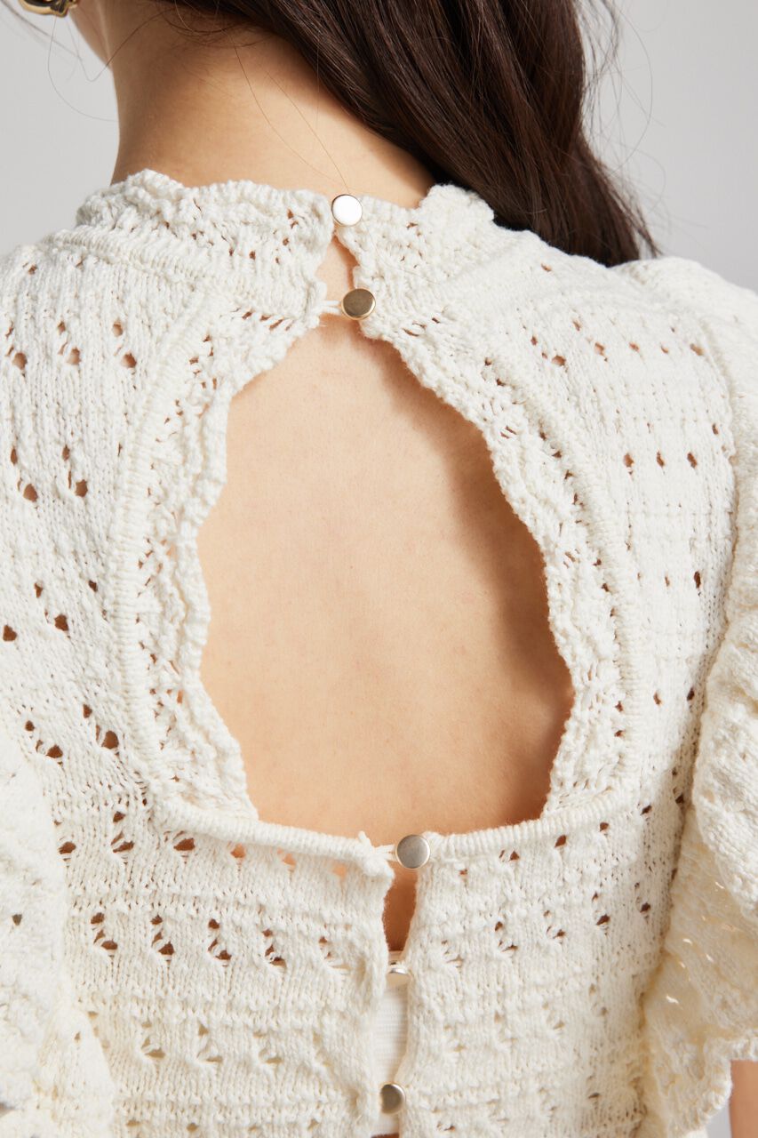 rienda「フリルクロシェKnit TOP」|ニット・セーター|