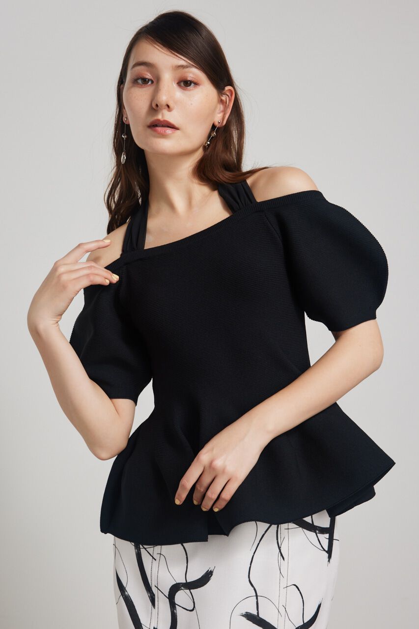 rienda「メニーWAYペプラムKnit TOP」|ニット・セーター|BLK