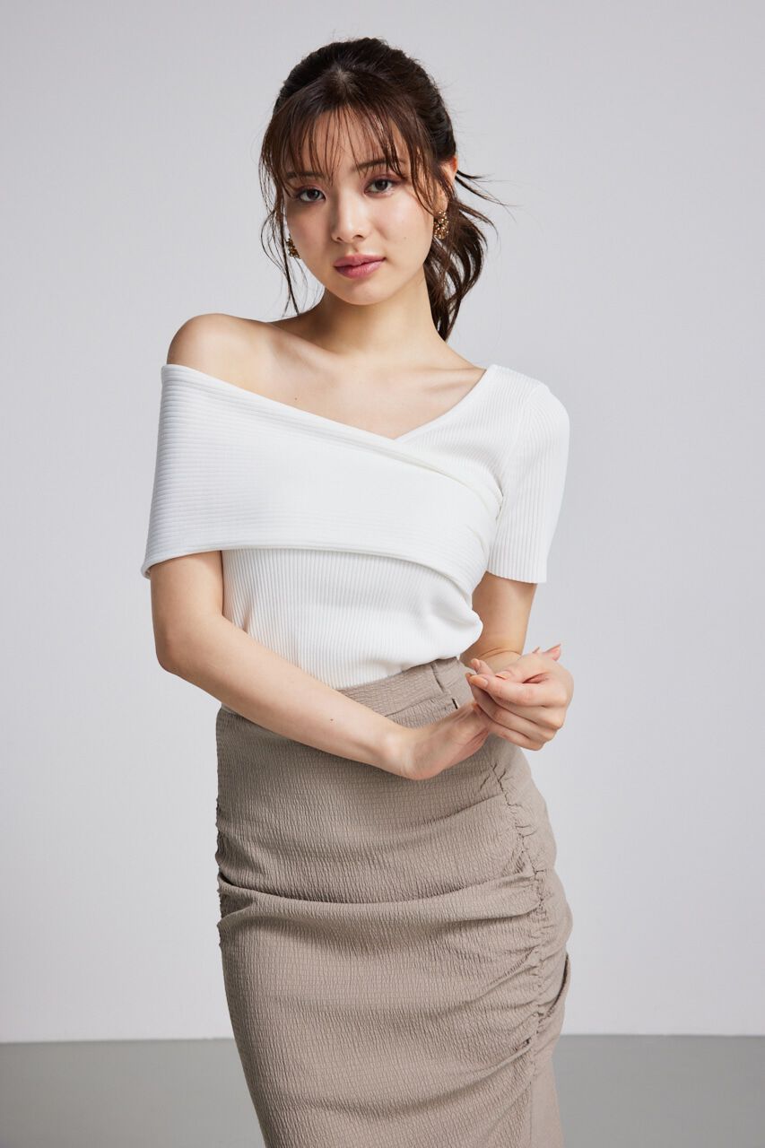 rienda「アシンメトリーショルダーKnit TOP」|ニット・セーター|
