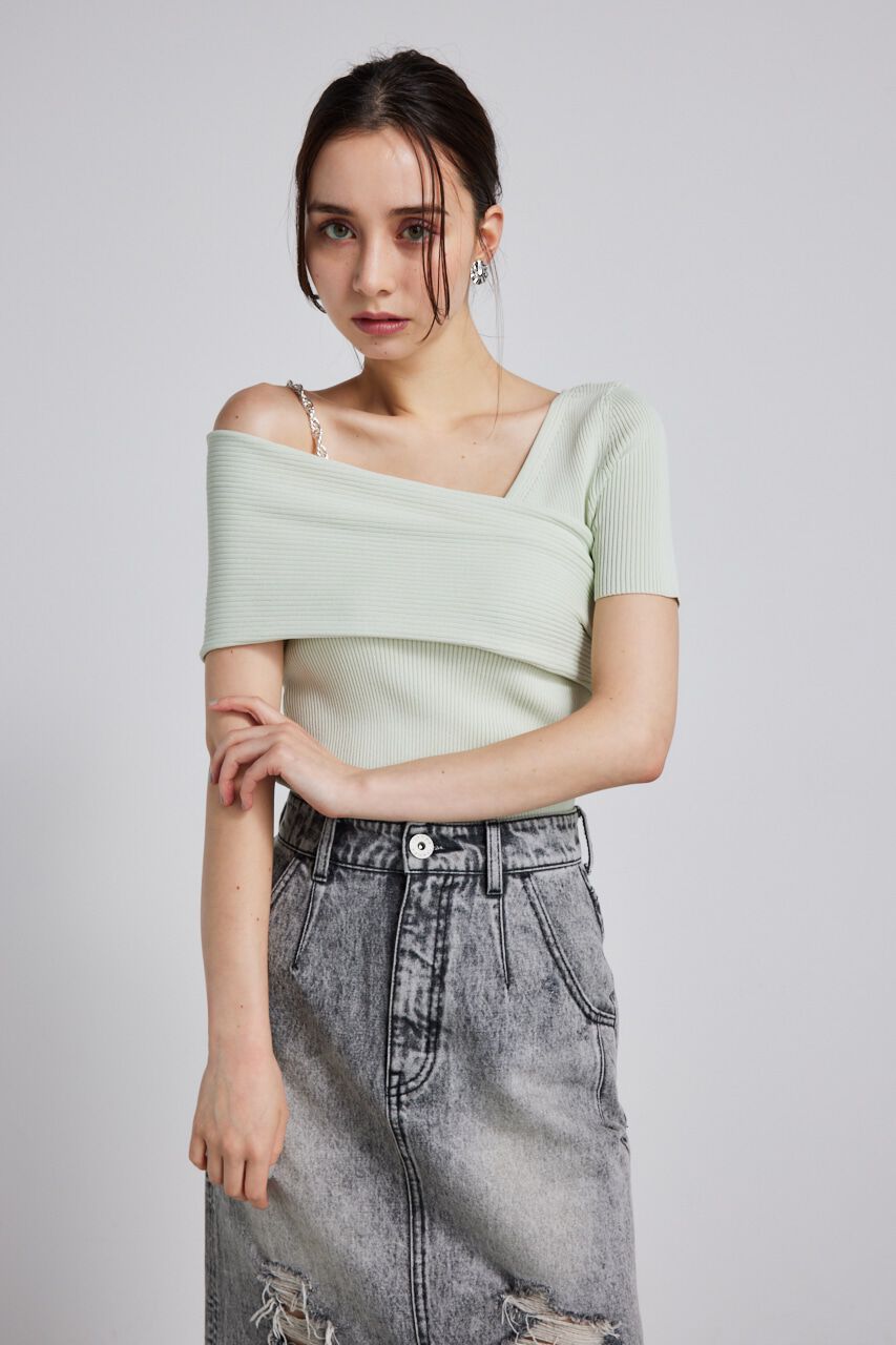 rienda「アシンメトリーショルダーKnit TOP」|ニット・セーター|