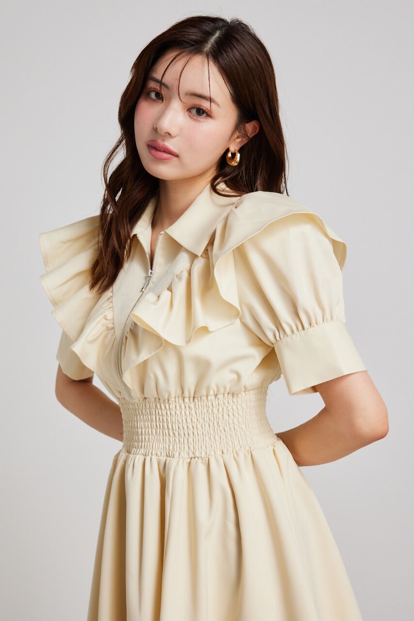 rienda「フロントZIPハーフスリーブSHミニOP」|ワンピース|