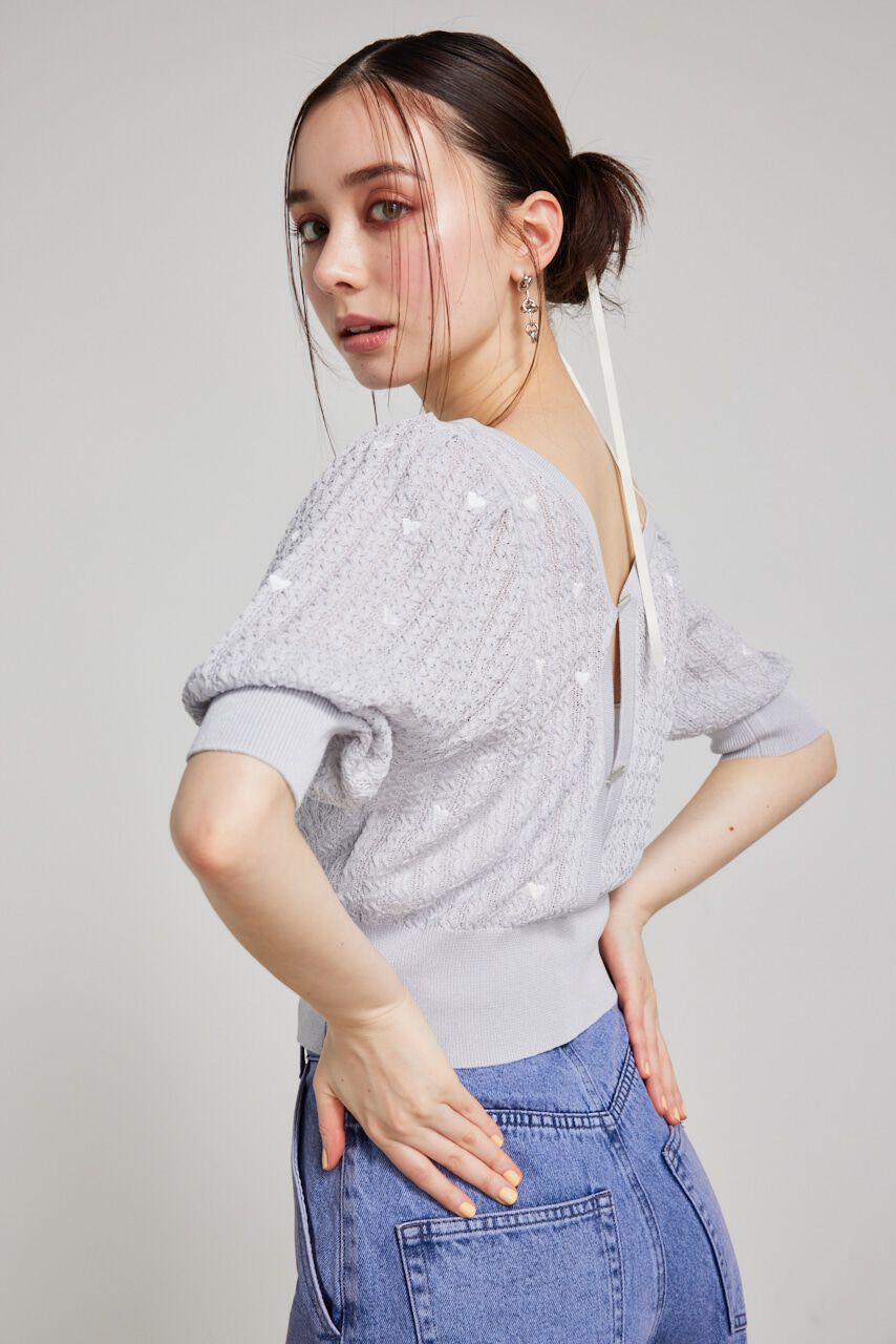 rienda「2WAYハートドットパフknitTOP」|ニット・セーター|