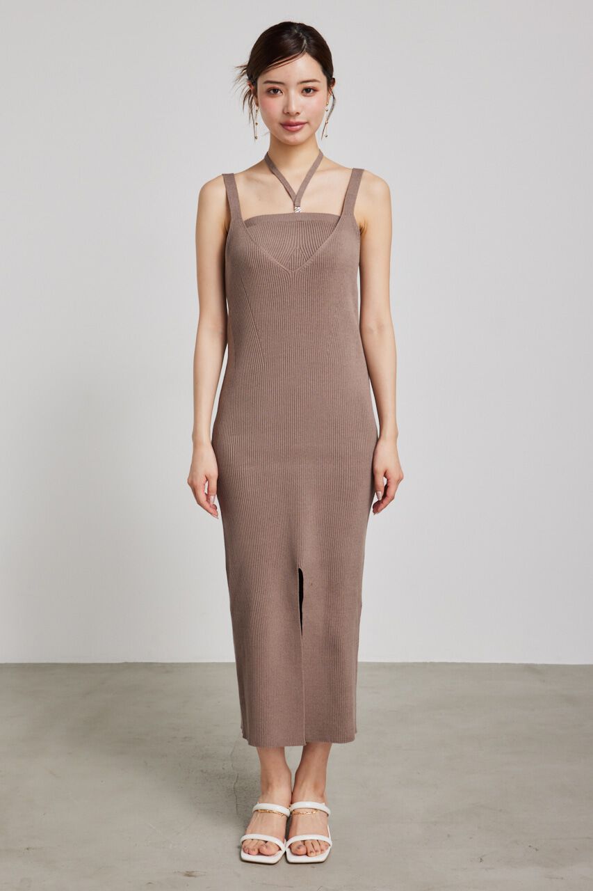 rienda「ベアSETサスペンダーKnit OP」|ワンピース|