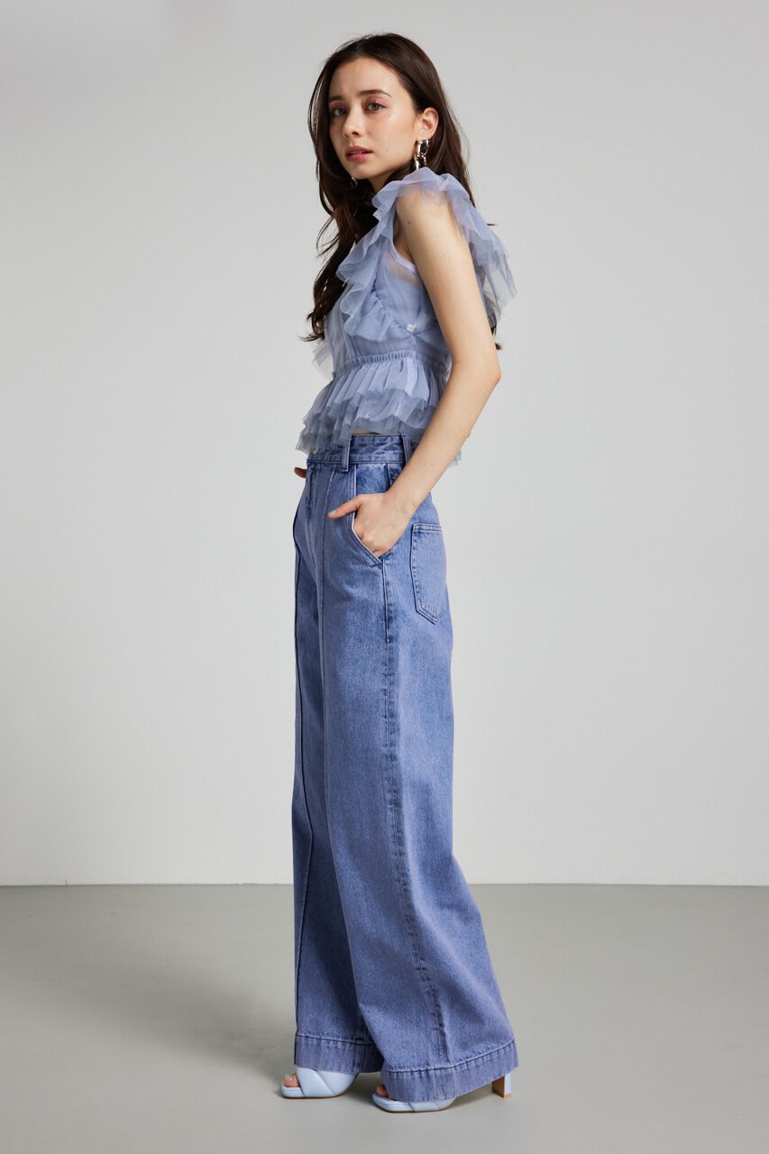 rienda「バイカラーフリルチュールBLS」|シャツ・ブラウス|